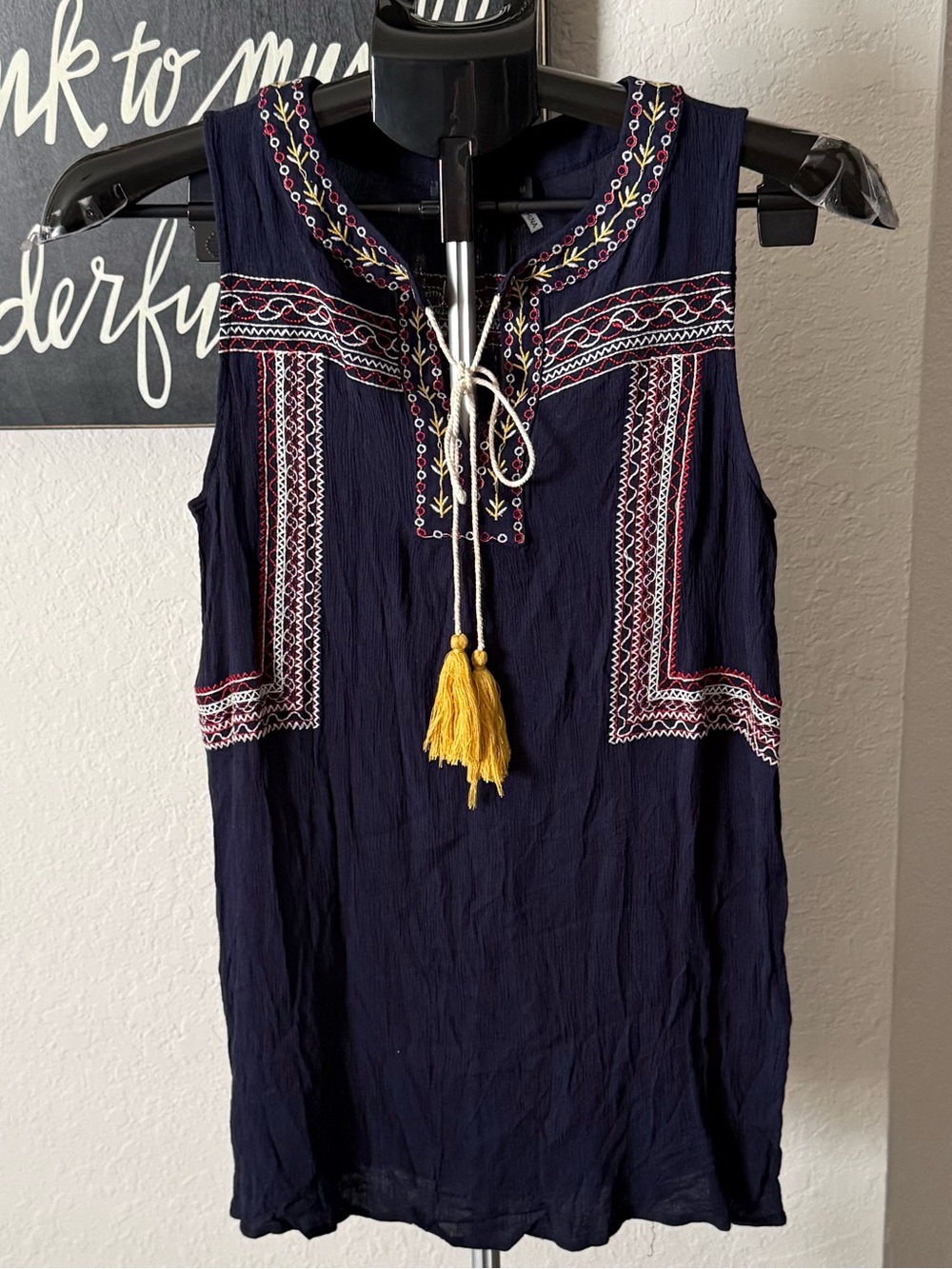 THML Navy Embroidered Tank & Heimish Floral Tank